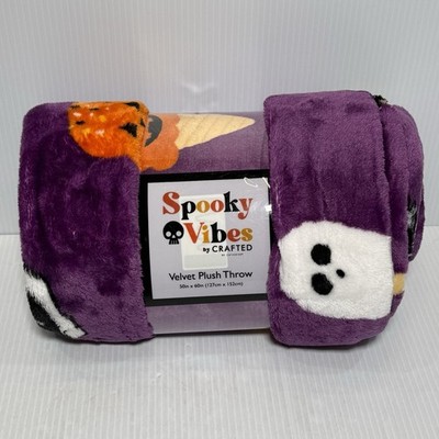 Summerween Spooky Vibes Velvet Plush Throw Blanket Spooky Treats 50'' x 60''