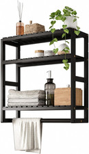 Bathroom Wall Shelf Storage Over Toilet Shelves Wall Mounted Black 3 Tier Towel