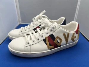 Baskets basses GUCCI blanc ACE Web LOVED cuir homme pointure 40 US 8,5