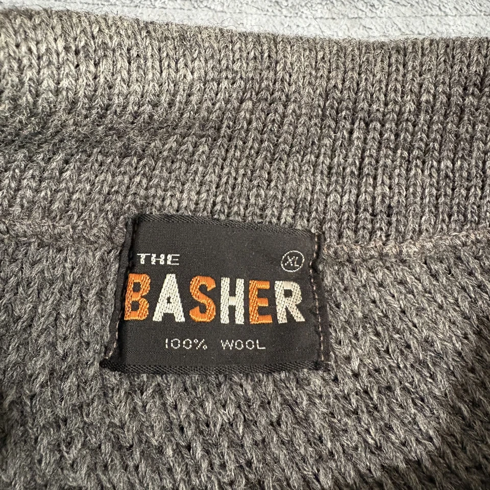 Vintage Rare The Basher Wool Sweater Gray Size Medium Textured Pattern Unique - Image 4 of 4
