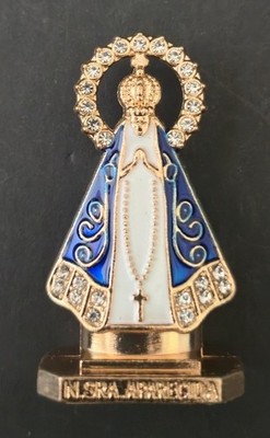Catholic Double Sided Mini Statue Metal Nossa Senhora De Aparecida Figurine 2 in