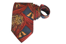 YVES SAINT LAURENT MEN'S TIE BURGUNDY/FLORAL Width: 3.50" Length: 56"