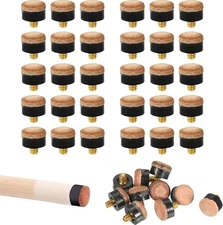 Screw Billiard Pool Cue Tips Replacement 30 Pieces 13mm, Brown 30Pcs 