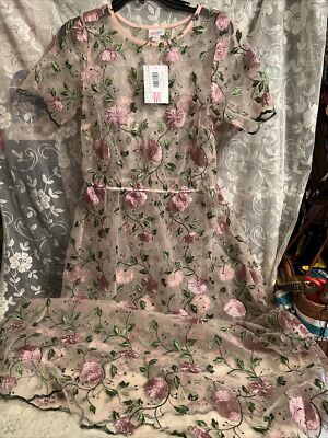 NEW Lularoe Deanne II Embroidered Floral flowers Sheer Medium NWT