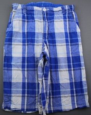 Boy's Faded Glory Plaid Cargo Shorts Blue White Cotton Size 18 Msr 28x12
