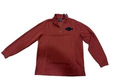 Men s Harley Davidson 1/4-Zip Logo Red Knit Pullover Sweatshirt Size LARGE