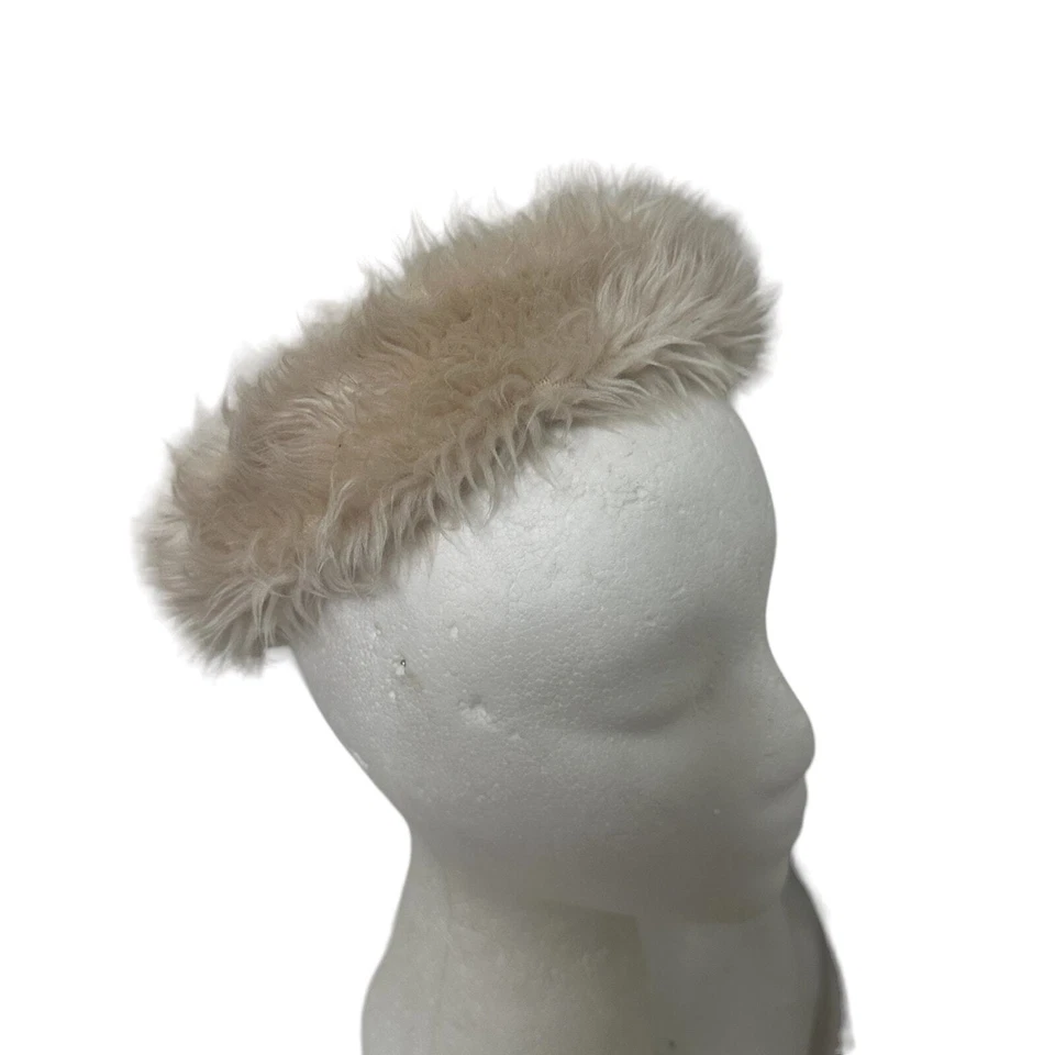 Vintage Niñas Crema Piel Sintética y KNit BEret Invierno HAt M Foto 2 de 4