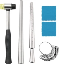 Ring Mandrel Sizer Tool, Metal Mandrel Finger Sizing Measuring Stick, Ring Sizer