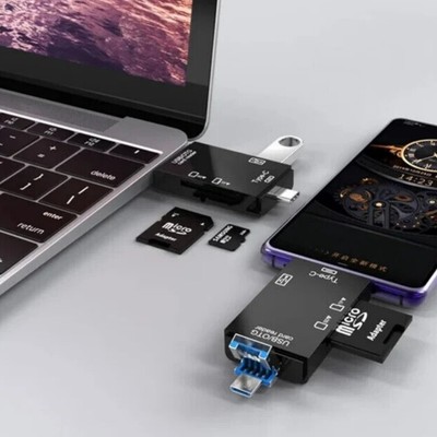 6-in-1 Smart Media Kartenleser, All-in-1 USB Universal Multi Kartenleser Slim