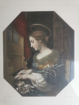 Druck Gravur HANFSTAENGL EXLIBRIS Frau an der Orgel 