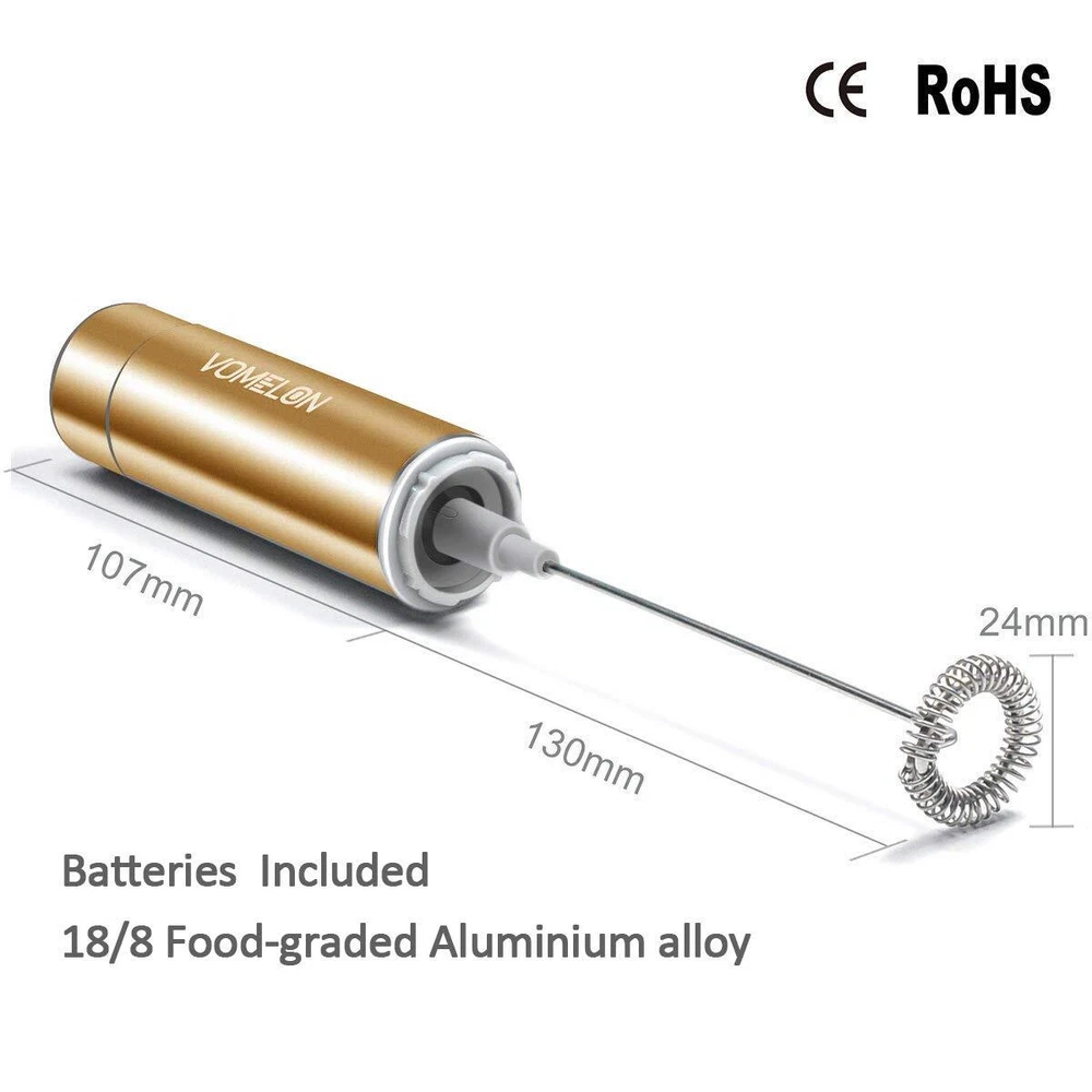 Milk Frother Handheld, Battery Operated Coffee Foamer Drink Mixer with 2 Stai...