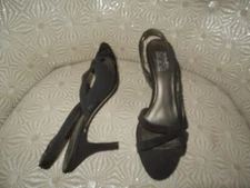 COACH AND FOUR Principe Women's Black Fabric 3" Heel Slingback Sandals 8.5M