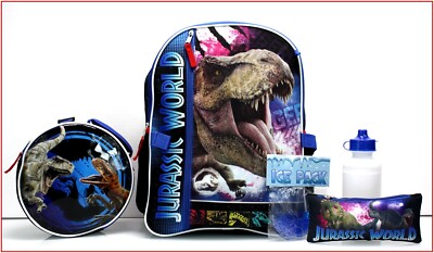 Piece JURASSIC WORLD Large Backpack Lunch Box Pencil Case T-REX  Dinosaur