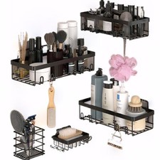 5 Pack Shower Caddy Adhesive Shower Organizer Shelves Rack for Bathroom Storage