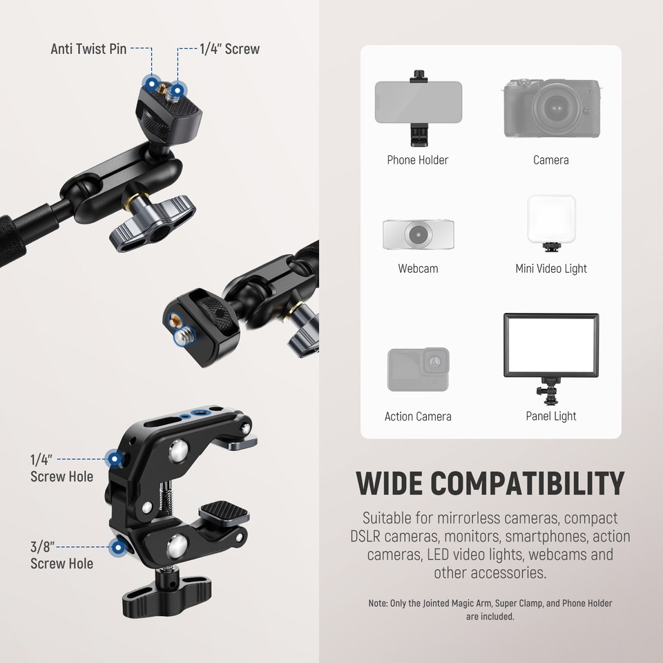 NEEWER UA036 Supporto Per Fotocamera Con Doppio Super Morsetto - NEEWER - Foto 8