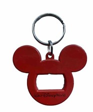 Vintage Walt Disney World Bottle Opener Keychain Key Chain Heavy Duty Red Mickey