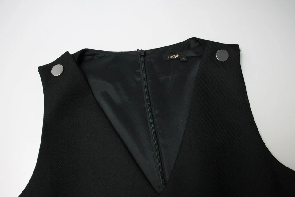 Maje Irisa Strampler Damen (Eu) 34 Ärmellos Reißverschluss V-Ausschnitt Schwarz - Bild 4 von 4