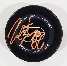 JOEL FARABEE SIGNED PHILADELPHIA FLYERS GAME HOCKEY PUCK NHL W/LOA