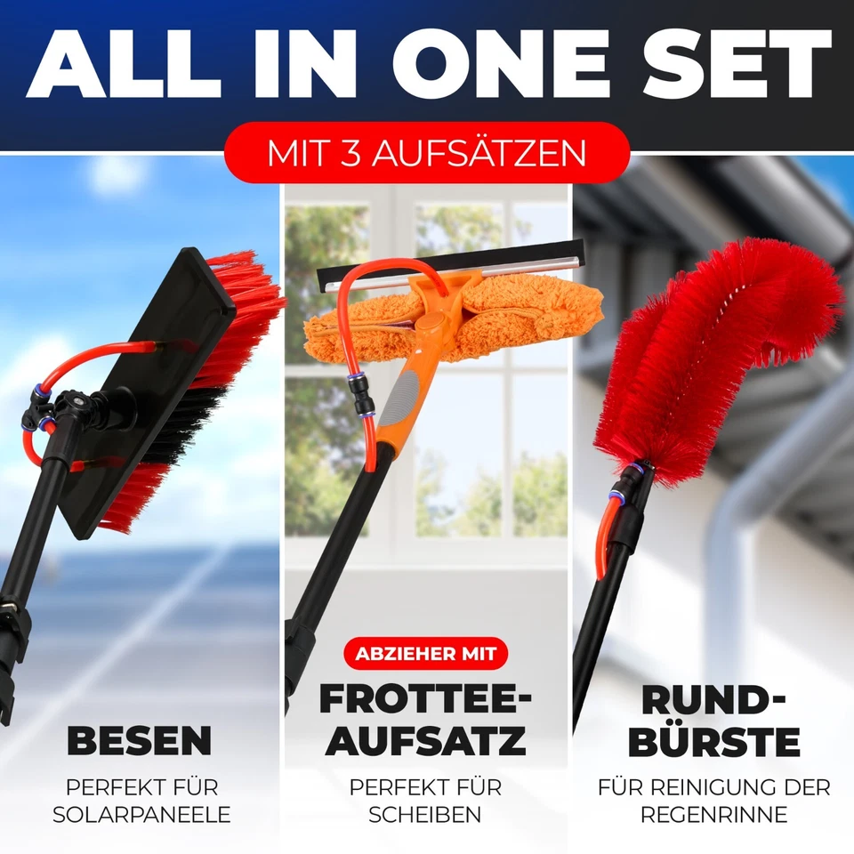Teleskop Waschbürste Fensterreinigung Dachrinnenreiniger | PV Reinigungsbürste - Bild 3 von 4