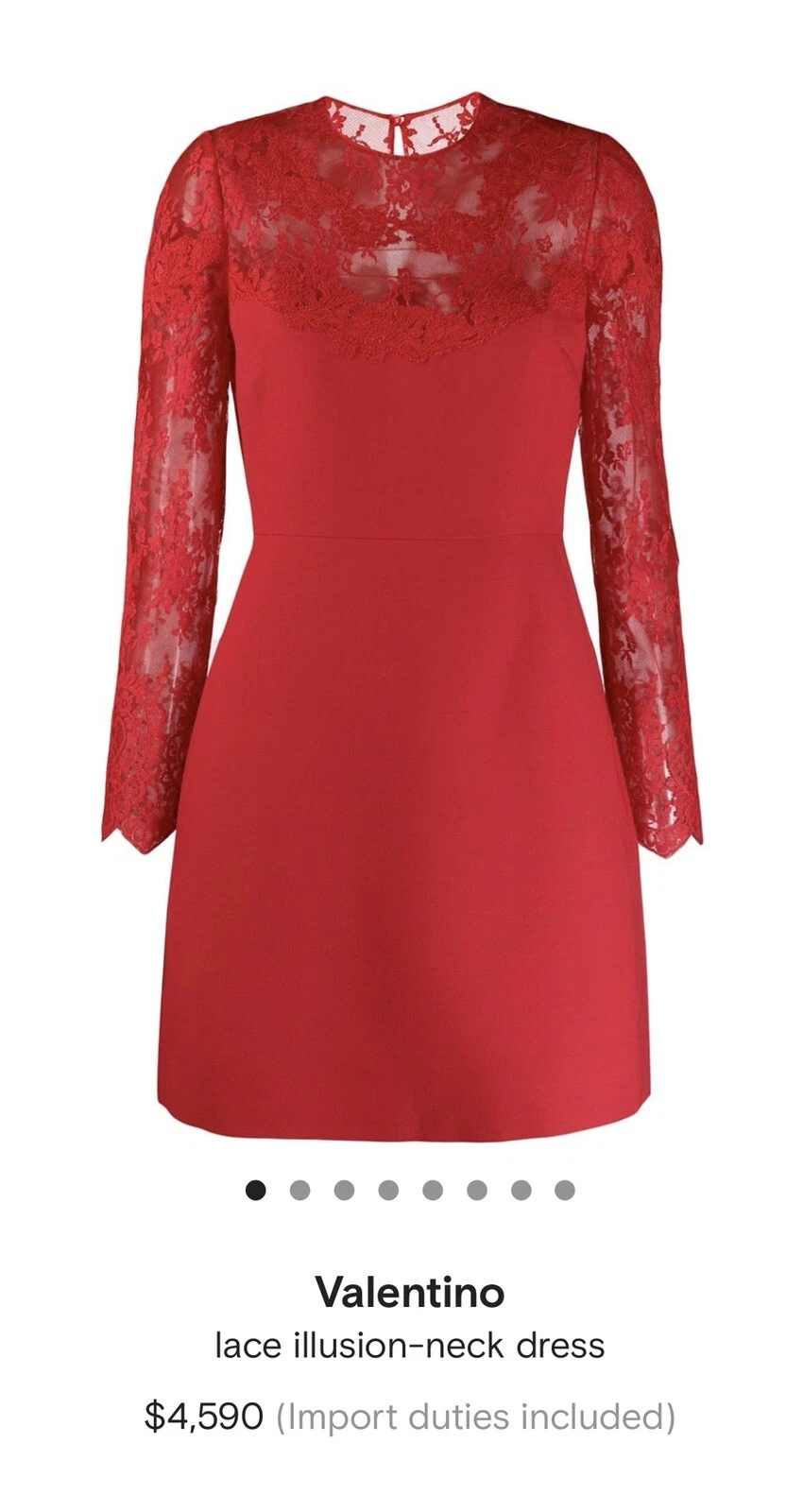 $4.600 00 0 XS S VALENTINO ABITO PIZZO LANA COLLO ILLUSIONE mini manica lunga