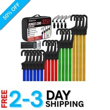 Versatile Outdoor Bungee Cords 32-Pack - Multi-Length with Heavy-Duty Hooks