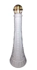 Vintage Mid Century Mod Kitchen White Milk Glass Bottle Gold Top Pour Spout 9"