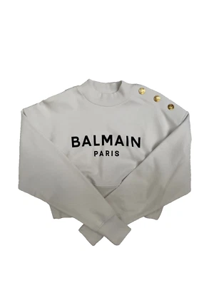 Pull court blanc Balmain boutons dorés pour femme taille UK S - Photo 1/4