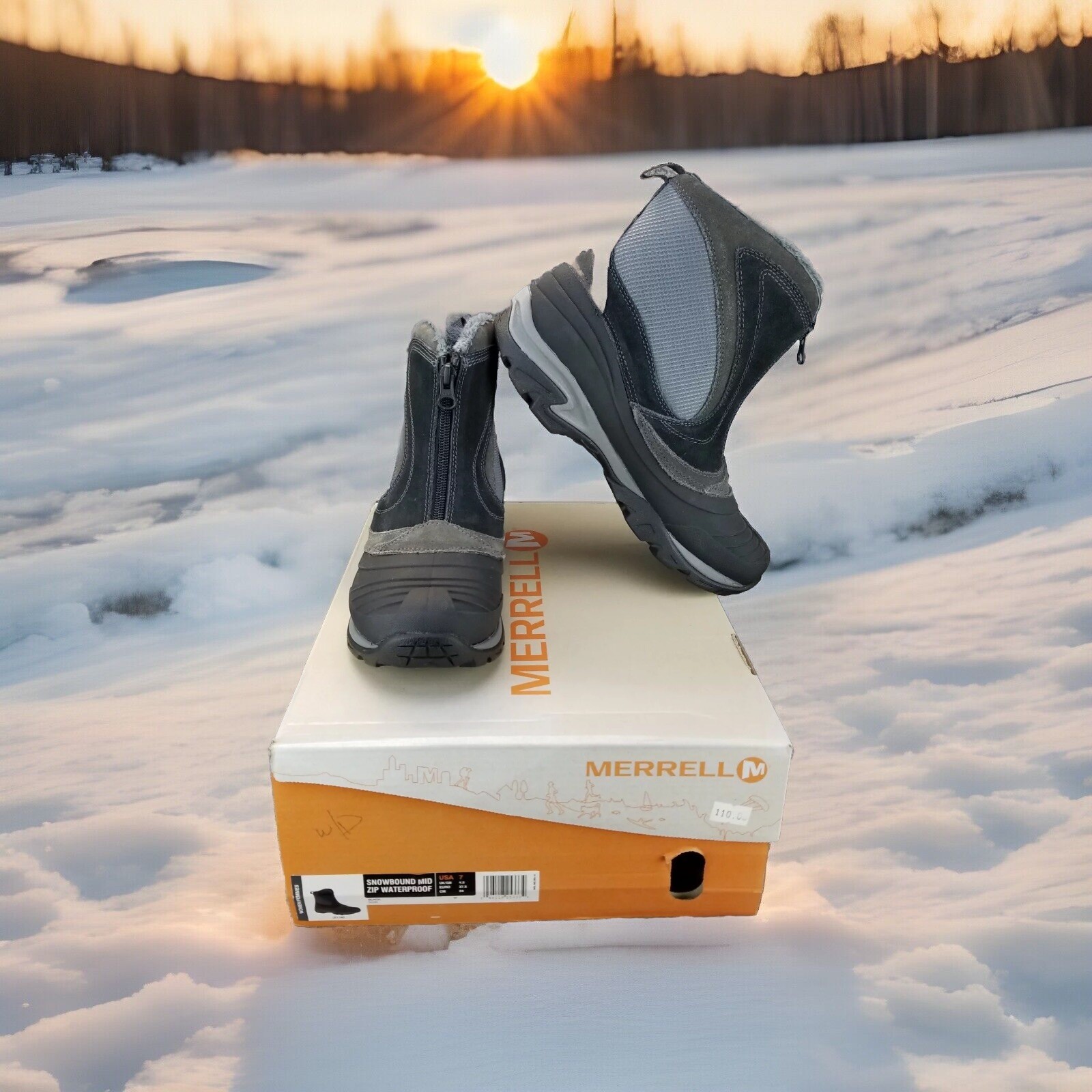 Stivali invernali Merrell Snowbound Mid Zip impermeabili isolati neri donna 7 nuovi con scatola