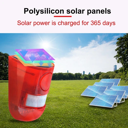 Solar Alarm Light Motion Detector Outdoor Waterproof 129db Security Siren Lamp - Picture 9 of 12