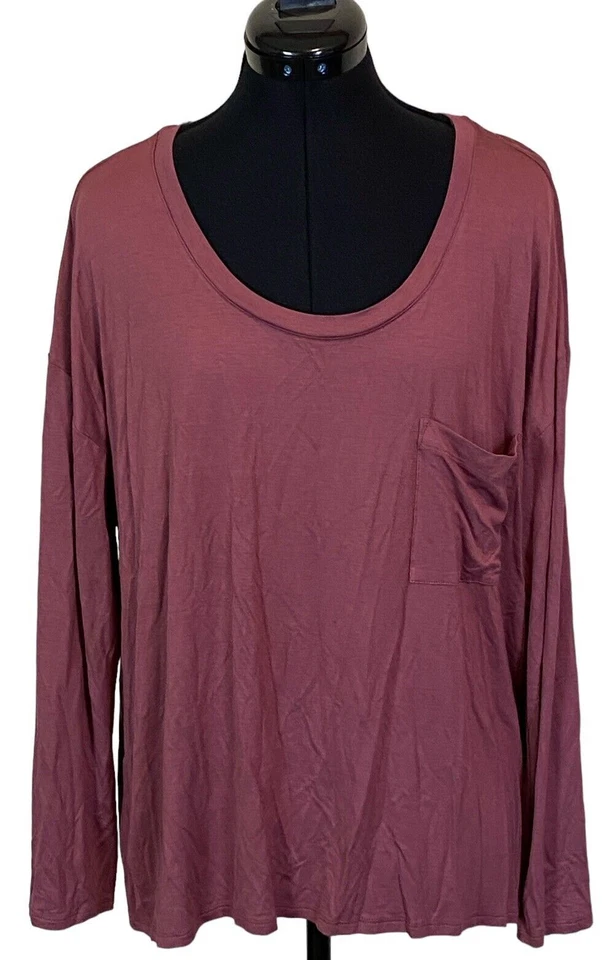 Alfani Women's Scoop Neckline Long-Sleeve Jersey Sleep Top Wild Ginger - Image 2 of 4