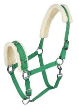 Kappzaum mit Kunstfell Longierhilfe für Bodenarbeit Größe Full, Dunkelgrün