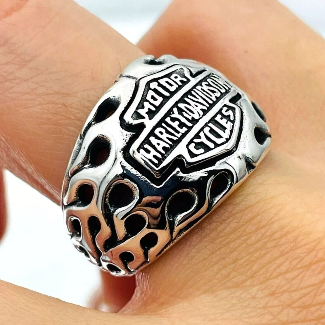 Buy Antiqued Silver Tone Stainless Steel Motorcycle Engine Ring Online -  INOX Jewelry - Inox Jewelry India