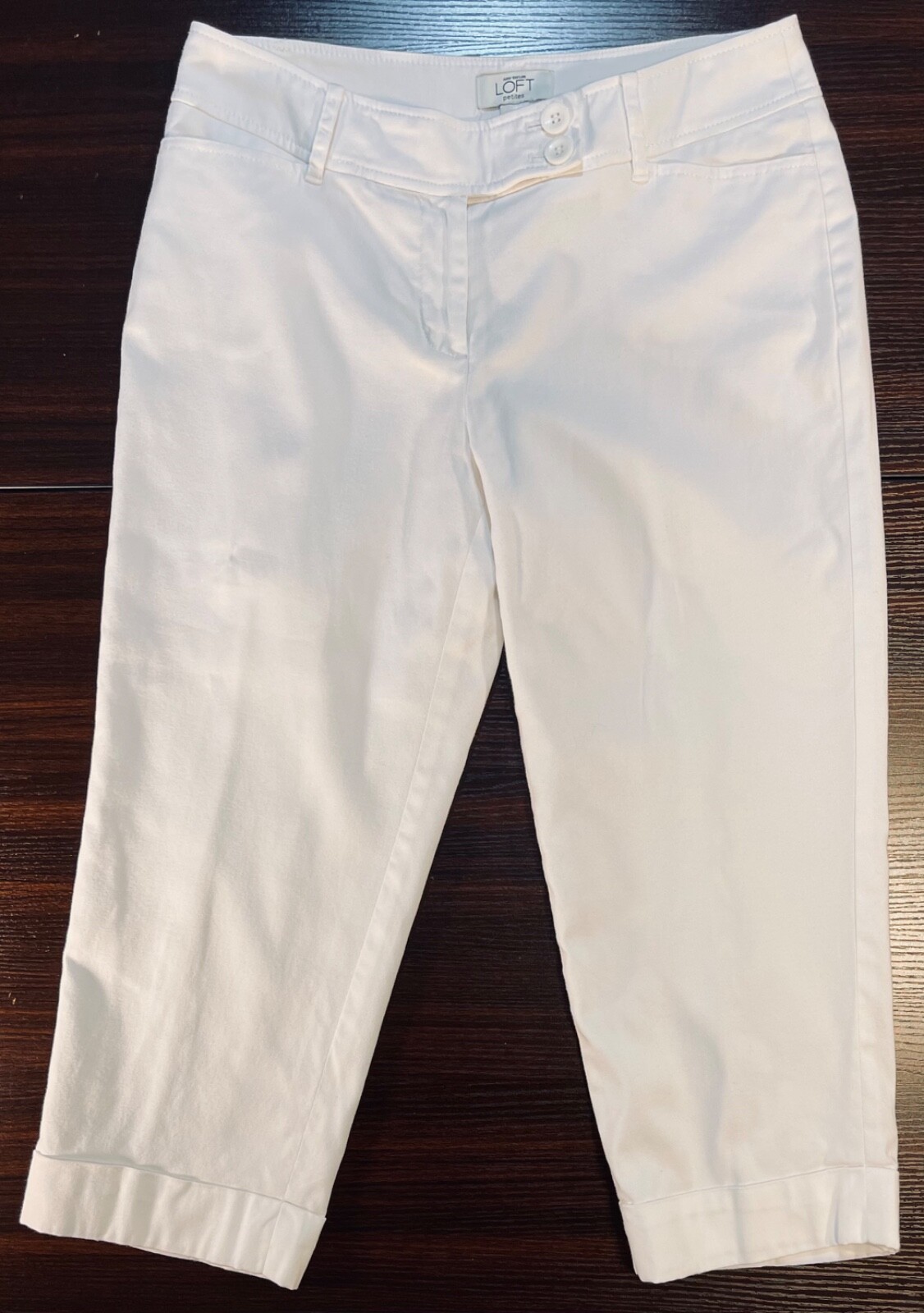 ANN TAYLOR LOFT 'Julie' White Stretch Capri Pants Lined Cuffs Women's Size  4P | eBay