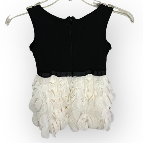 Un Deux Trois Girl's Vintage 90s Black & Off-White Chiffon A-Line Dress Size 10 - Picture 11 of 15