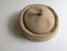 VINTAGE GLENOVER HENRY POLLACK NY LADIES HAT 100 WOOL BEIGE c 1950s 60s