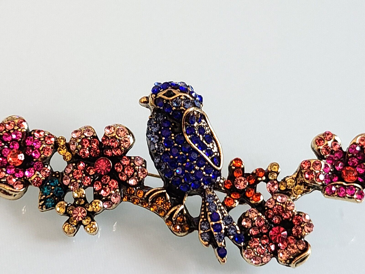 New! BETSEY JOHNSON Blue Pink Fuzzy Owl Critter Pin. This Eastern Screech Owl came in after they were found  main image 2