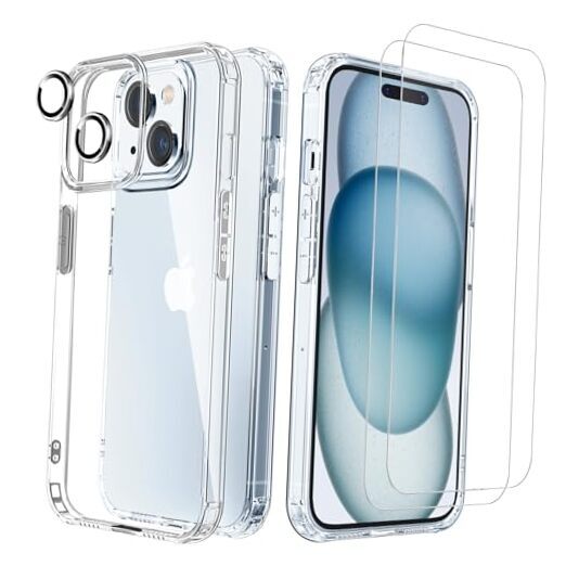 [5 in 1 Designed for iPhone 15 Plus Clear Case with Screen iPhone15plus