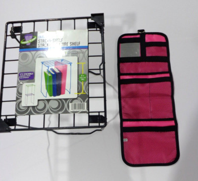 Locker Planet Stac-a-shelf Extra Tall Stackable Shelf w. Hanging Cosmetic Bag 