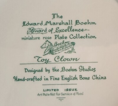Boehm Miniature Rose Plate Collection 'Toy Clown' Limited Issue 8 EUC  W/Box | eBay