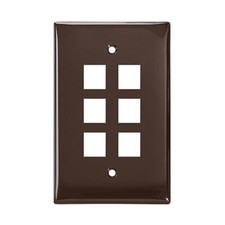 Leviton 6-Port Midsize Single-Gang QUICKPORT Wallplate Brown