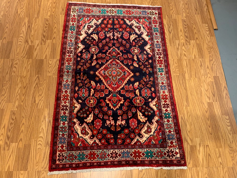 4.5 X 6.10 Navy Hand Knotted 100% Wool Vegetable Dye Rug - Image 4 of 4