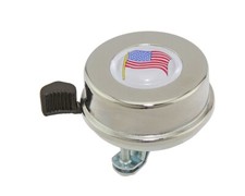 F&R BOLT-ON BICYCLE STEEL AMERICAN FLAG DESIGN CHROME BIKE BELL.