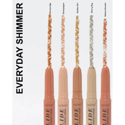 BADGEQUO Technic Cosmetics Shimmer Glide Eyeshadow Crayons - Shiny Sparkle Natural nude