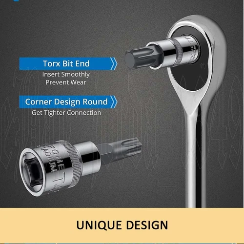 34pc 3/8" Drive Star & E Torx Bit Socket Set tool kit Torx Hex Bit Socket chrome - Picture 13 of 14