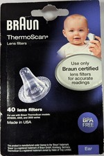 2 PACK Braun ThermoScan Lens Filters Ear Thermometer Disposable Covers, 40 ct