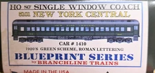 Branchline Trains 5101 HO New York Central Single Window Coach Kit