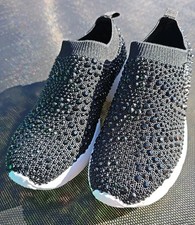 Lauren Lorraine ‘Carry’ Black Rhinestone Embellished Slip-on Sneaker Sz 5.5 