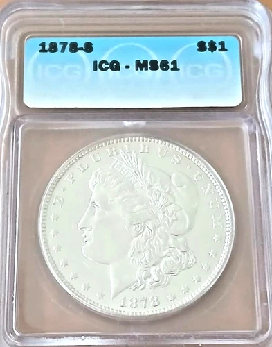 1878-S MORGAN SILVER DOLLAR ICG MS61