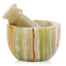 Marble Mortar and Pestle Set 3 Inch Green Onyx Handmade Garlic Crusher  Herb ...