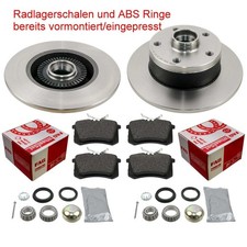 Bremsen hinten für AUDI A4 8D B5 Bremsscheiben Beläge vormontiert ABS Radlager